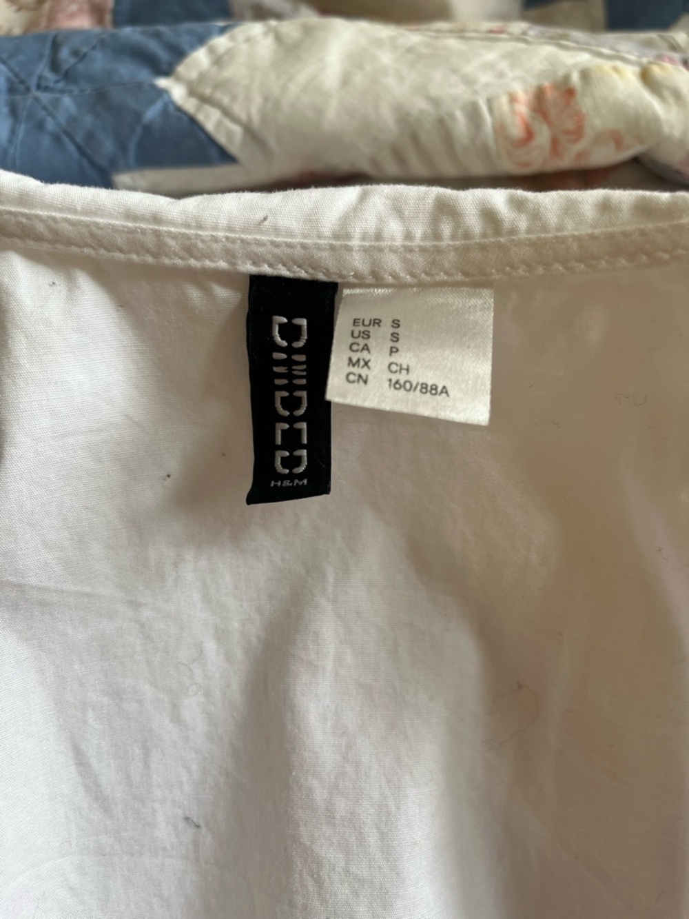 Divided H&M Japan Import Pilgrim Collar Cotton Crop Button Down Puff Sleeve - Picture 3 of 3